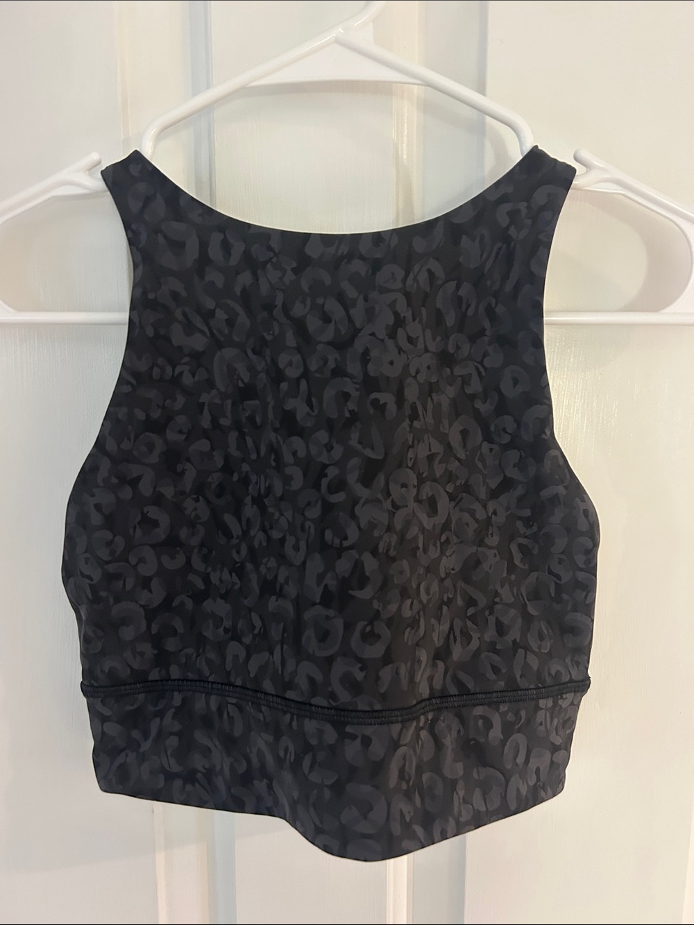 Lululemon Black Leopard Print Long Line Sports Bra